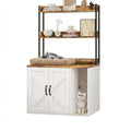 Garvee 55" H Cat Litter Box Enclosure Hidden Litter Box Furniture, Wooden Cat House with 2 Storage Shelves and Charging Sockets, Large Indoor Cabinet for Living Room Entryway, White