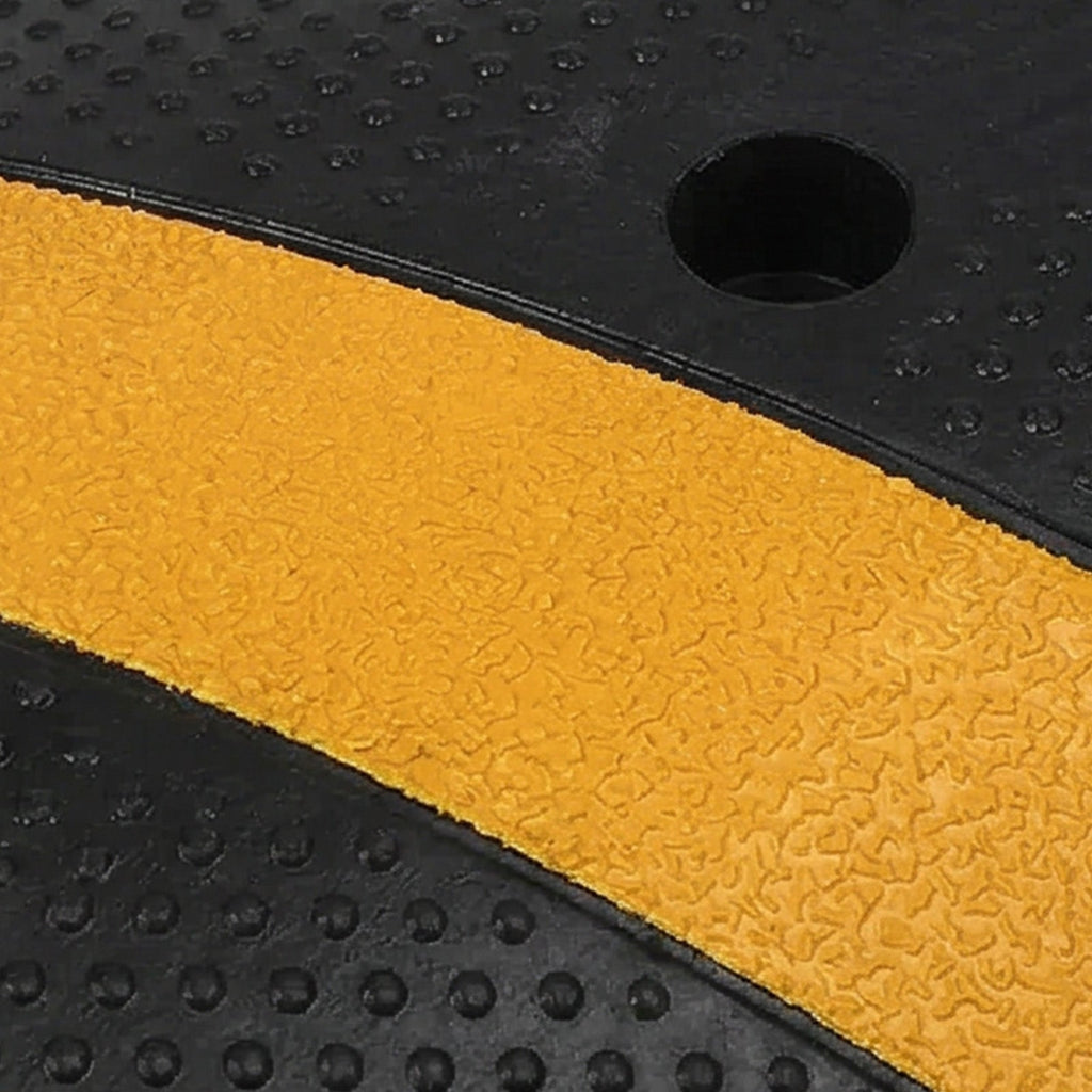 Garvee Heavy Duty Rubber Speed Bump 72" with Reflective Stripes & End Caps, 25000 LBS Capacity for Driveway, Garage & Road Safety