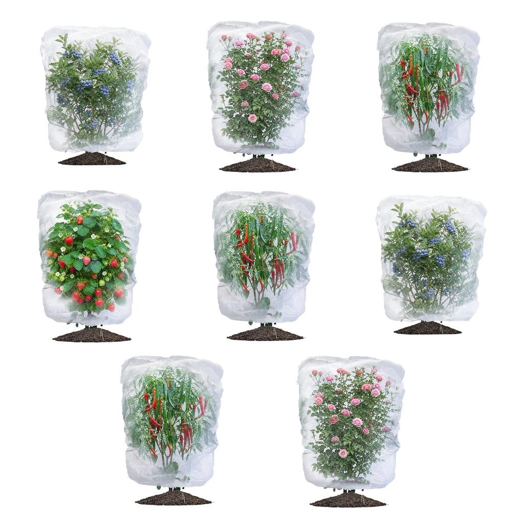 Garvee Garden Netting for Vegetables & Berry Bushes, 8-Pack 4 x 4.6 FT Reusable PE Mesh Covers with Drawstrings for Animal Protection