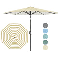 Garvee 9 ft Outdoor Patio Umbrella with 8 Sturdy Ribs, Crank Lift, Push-Button Tilt & UV-Resistant Waterproof Canopy for Pool, Deck, Yard & Garden, Tan & White Stripes