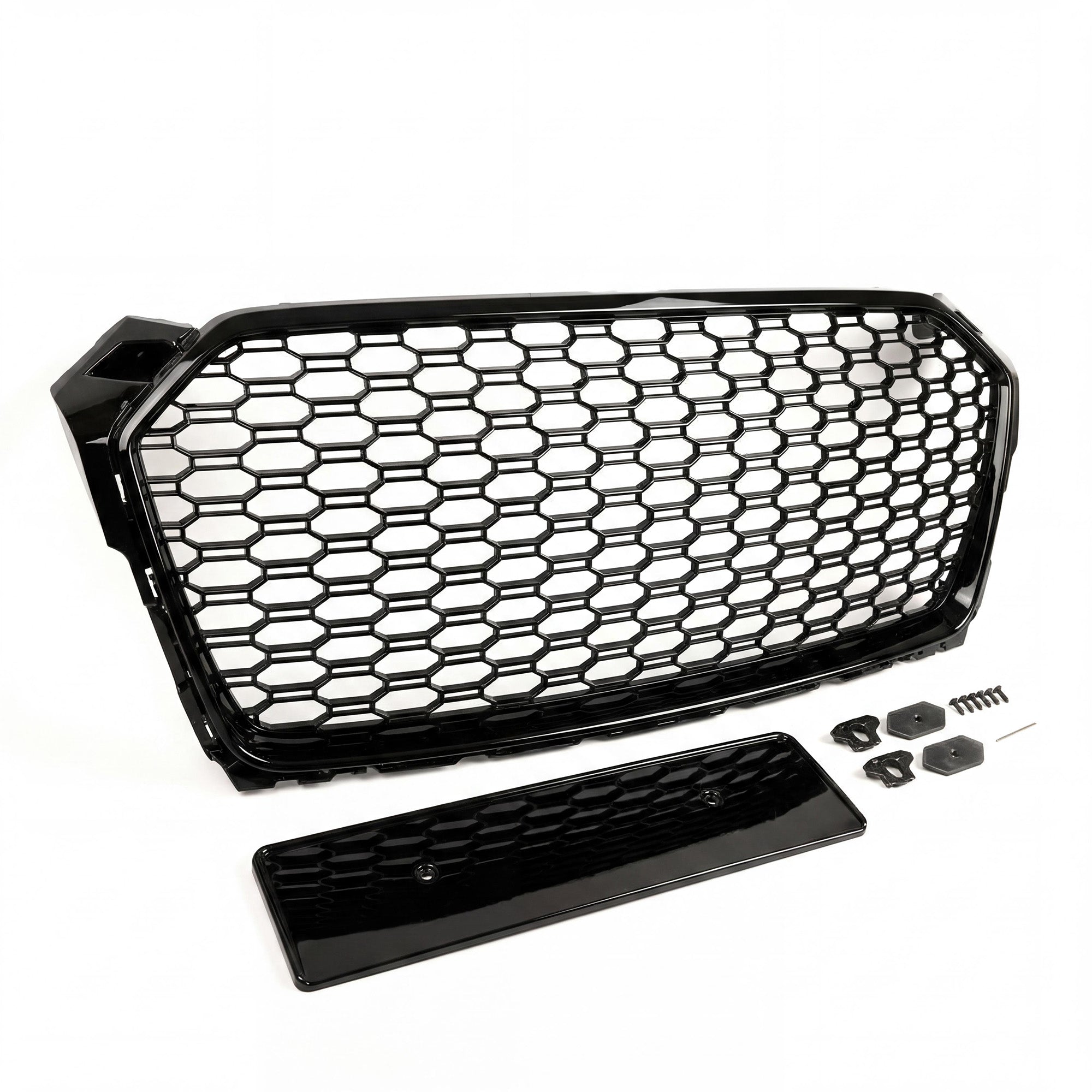 Garvee Sport Style Honeycomb Front Grille for Audi A5 2017-2019 – Gloss Black ABS – Direct Fit Without Emblem – Aggressive Look – Fits European Version – Color: Gloss Black