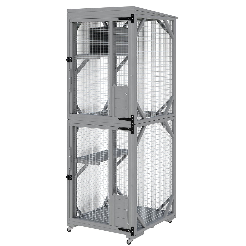 Garvee Outdoor Cats House with 4 Wheels, Walk-in Cat Cage, Catio Outdoor Enclosure Extra Large