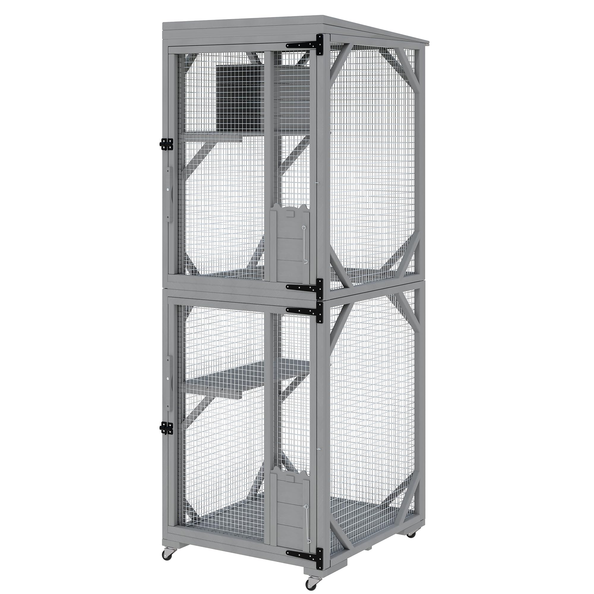 Garvee Outdoor Cats House with 4 Wheels, Walk-in Cat Cage, Catio Outdoor Enclosure Extra Large