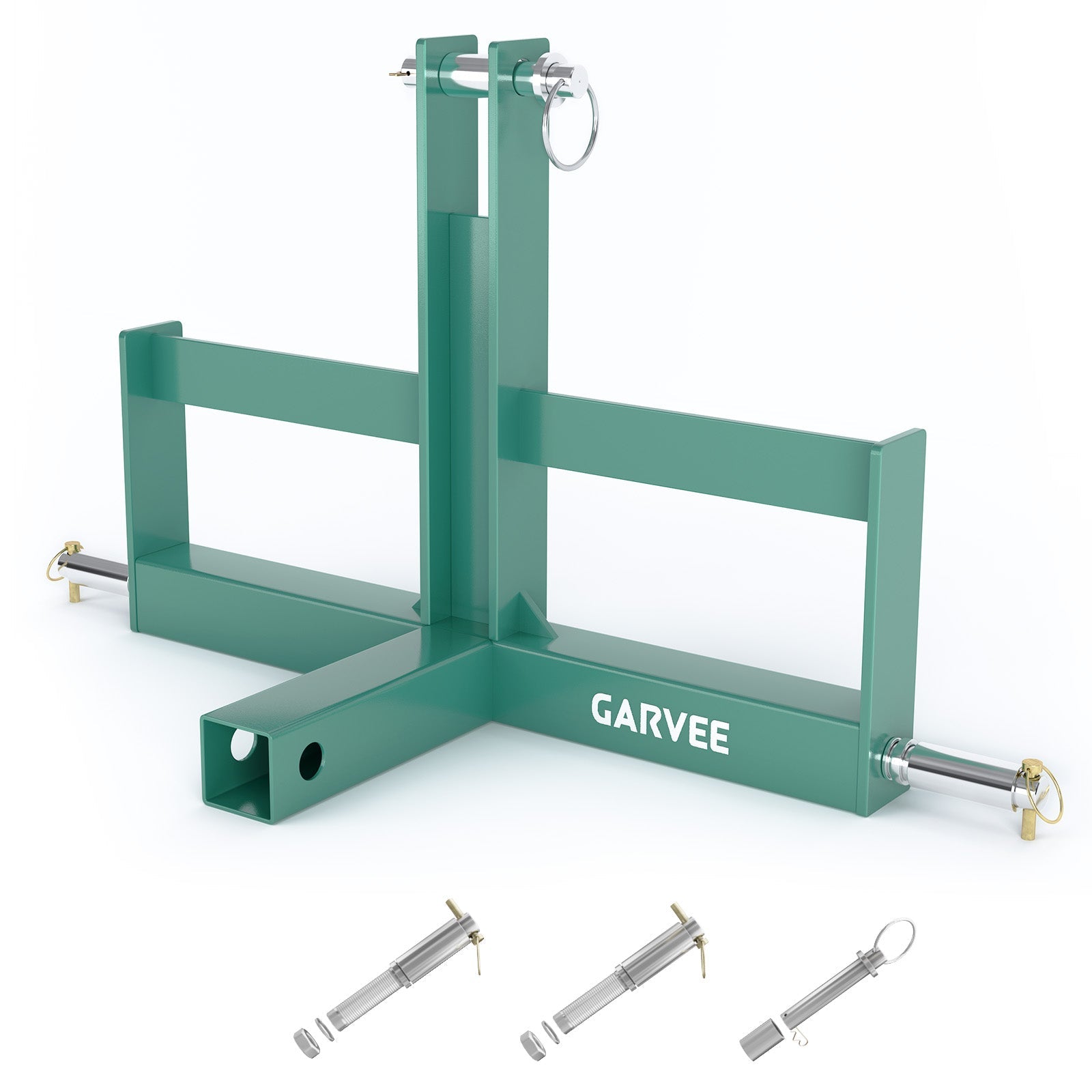 Garvee Robust 3 Point Trailer Hitch Receiver for Tractor – 2" Category 1 Quick Hitch Drawbar Adapter – Includes Suitcase Weight Brackets – Green