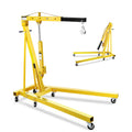 Garvee 2-Ton Folding Engine Hoist Hydraulic Crane with 6 Swivel Wheels Adjustable Boom Reinforced Steel Rust-Resistant Portable Garage Workshop Yellow