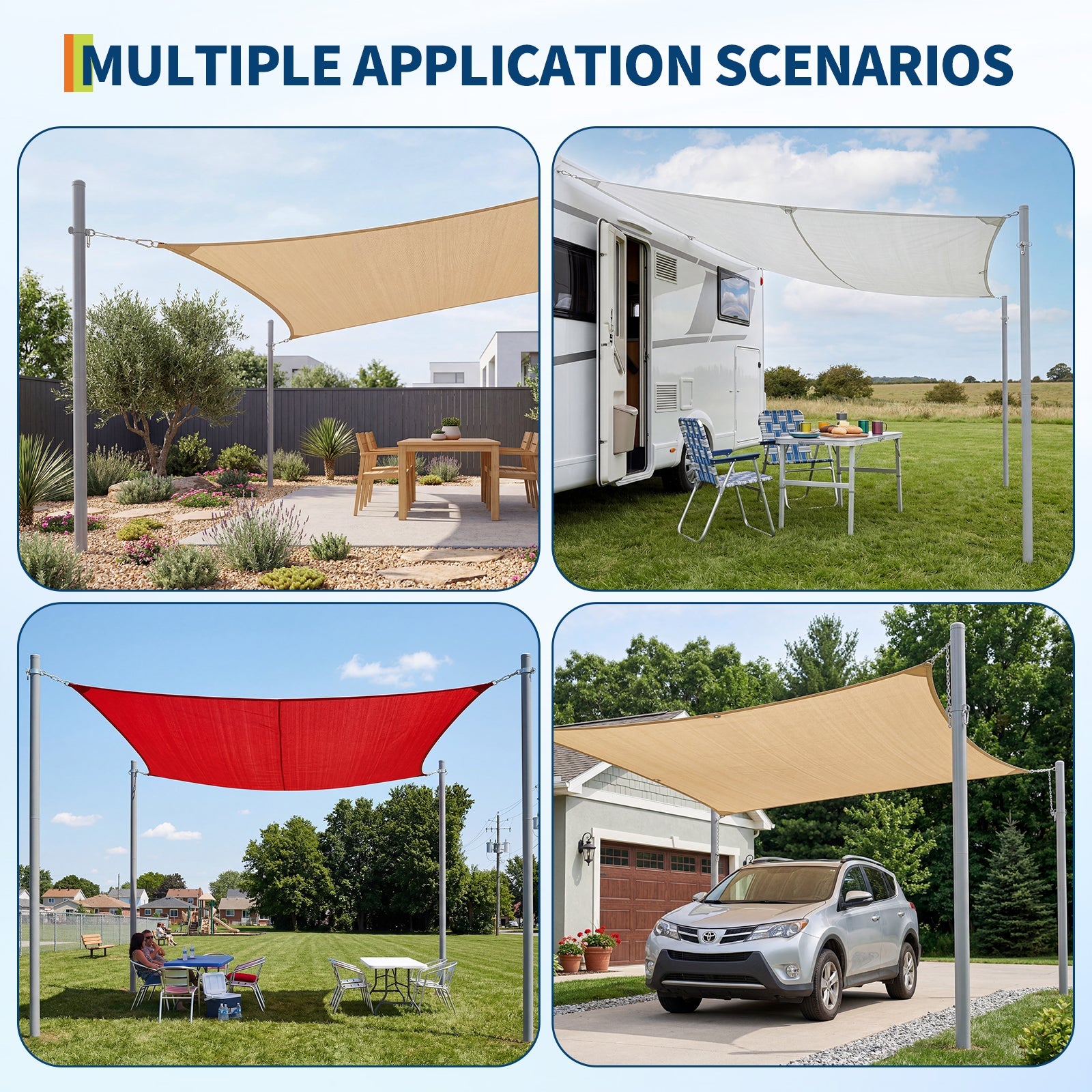 Garvee 2 Pack 10FT Shade Sail Poles with Twist-In Ground Anchors & D-Clamps, Heavy-Duty Outdoor Sun Shade Support Posts for Patio, Backyard, Gray