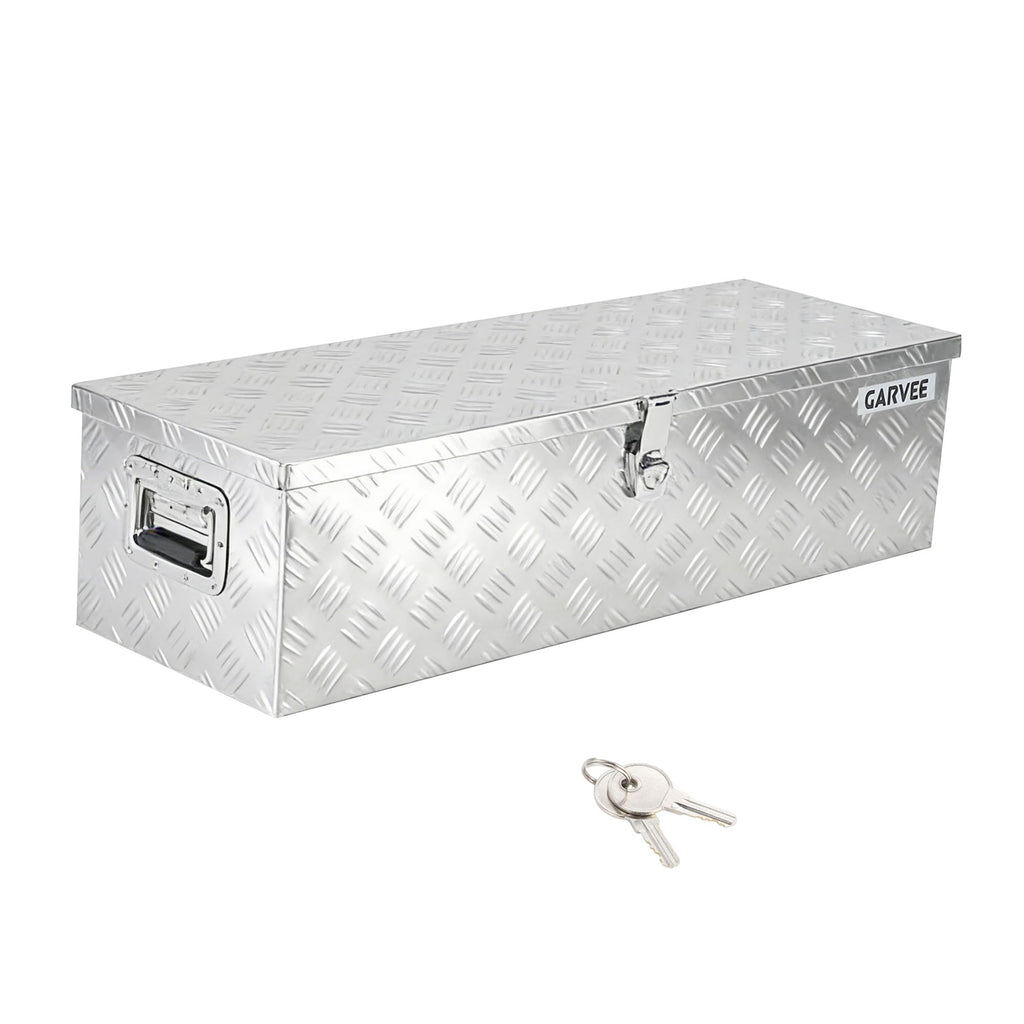 Garvee 39"X13"X10" Aluminum Truck Bed Tool Box - Heavy Duty Diamond Plate, Lock & Keys, Weather-Resistant, Side Handles, 39x13x10 in, Silver - Pickup, RV, Trailer Storage