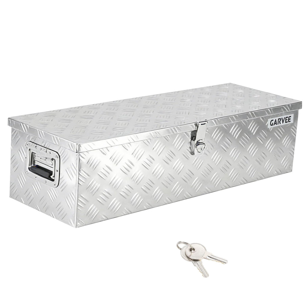 Garvee 48"X15"X15" Aluminum Truck Bed Tool Box - Heavy Duty Diamond Plate, Lock & Keys, Weather-Resistant, Side Handles, Silver, Pickup Trucks