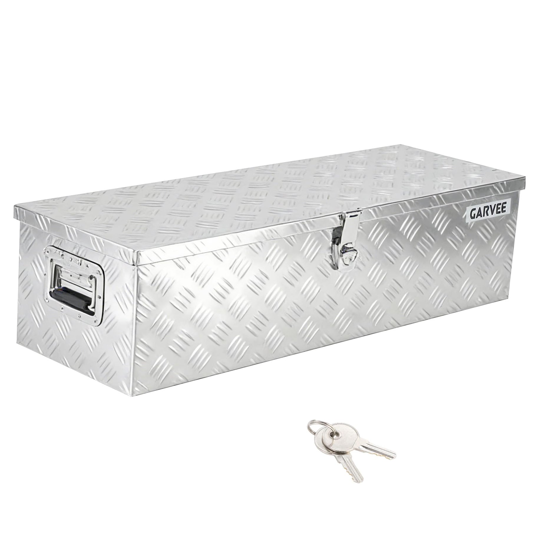 Garvee 48"X15"X15" Aluminum Truck Bed Tool Box - Heavy Duty Diamond Plate, Lock & Keys, Weather-Resistant, Side Handles, Silver, Pickup Trucks