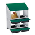 Garvee 4-Compartment 2-Tier Chicken Nesting Box – Roll-Away Tray & Support Stand, Green