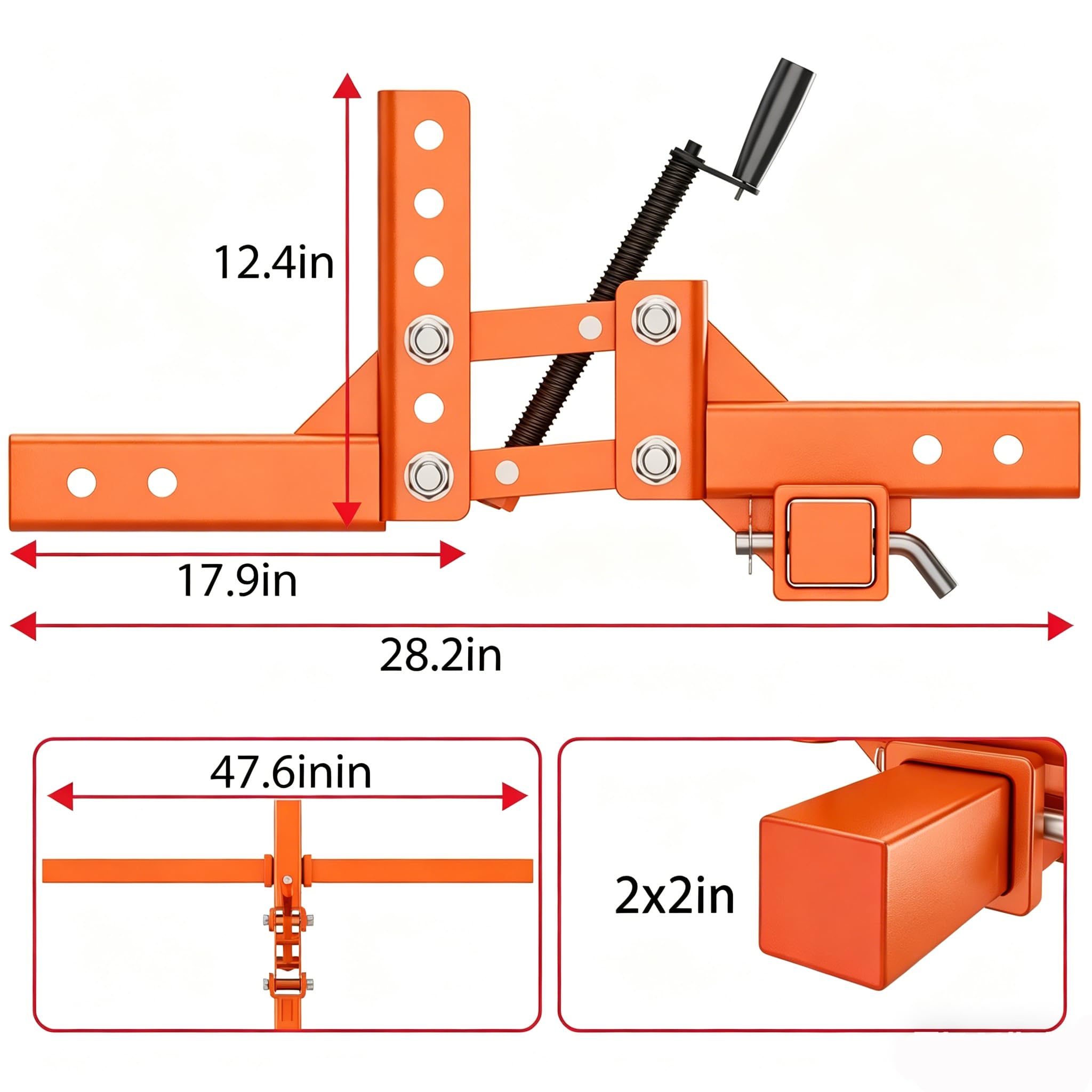 Garvee 50" Manual Implement Lift, 1-Point ATV UTV Lift System with 2" Receiver and Orange Handle