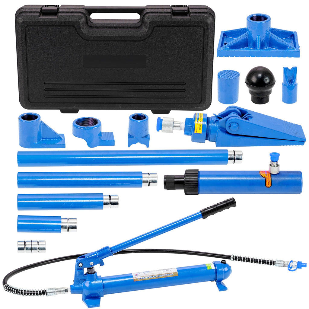Garvee Porta Power Hydraulic Jack Kit, 12 Ton (26,455 lbs) Heavy-Duty Auto Body Frame Repair Tool with 4.6ft (1.4m) Oil Hose, Portable Ram Set, and Storage Case for Car, Truck, Garage Lifting, and Bending, Blue