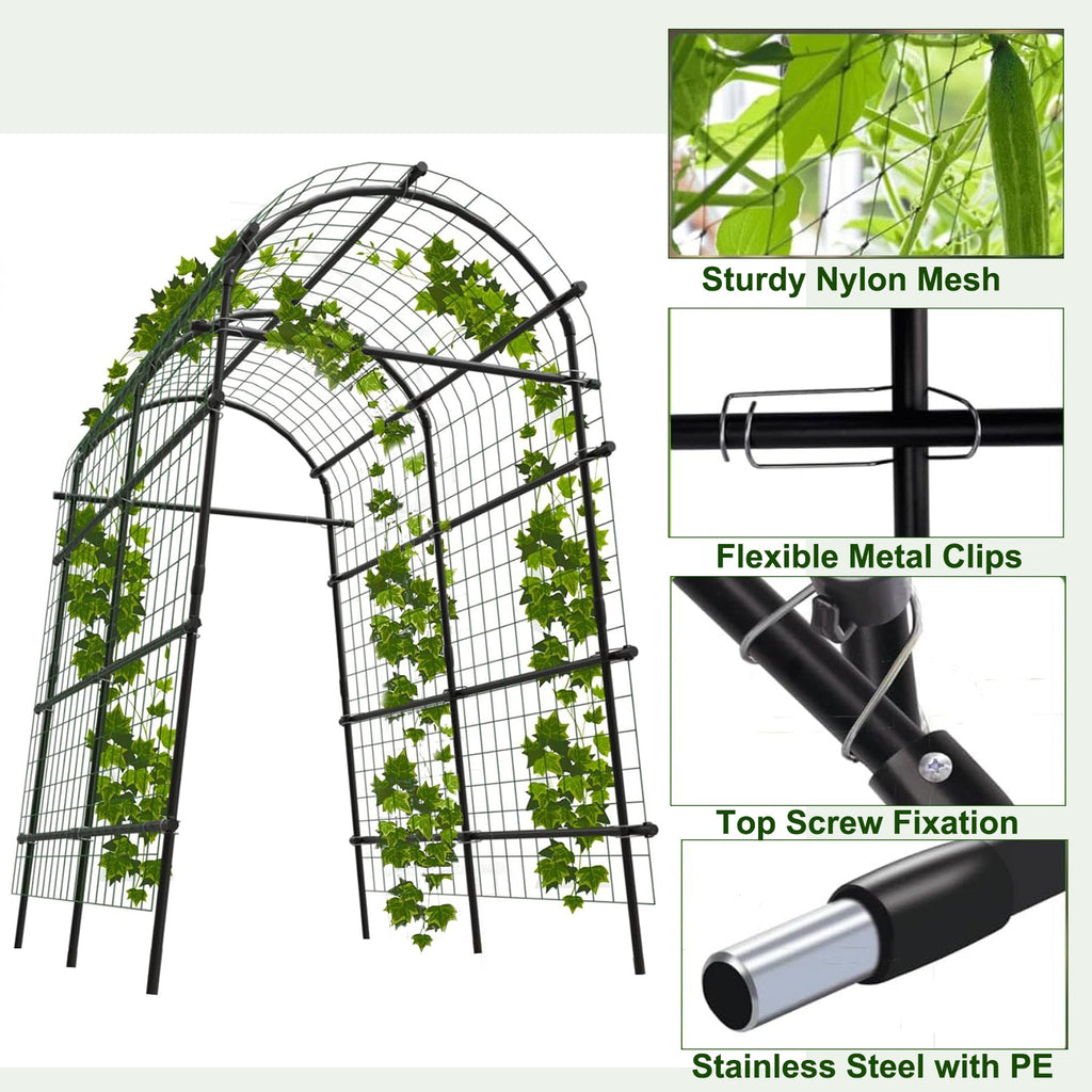Garvee Cucumber Trellis for Raised Beds, 7 ft Metal Garden Arch Trellis, 39.37" Wide 17.86 lb Arbor with Stakes for Climbing Plants