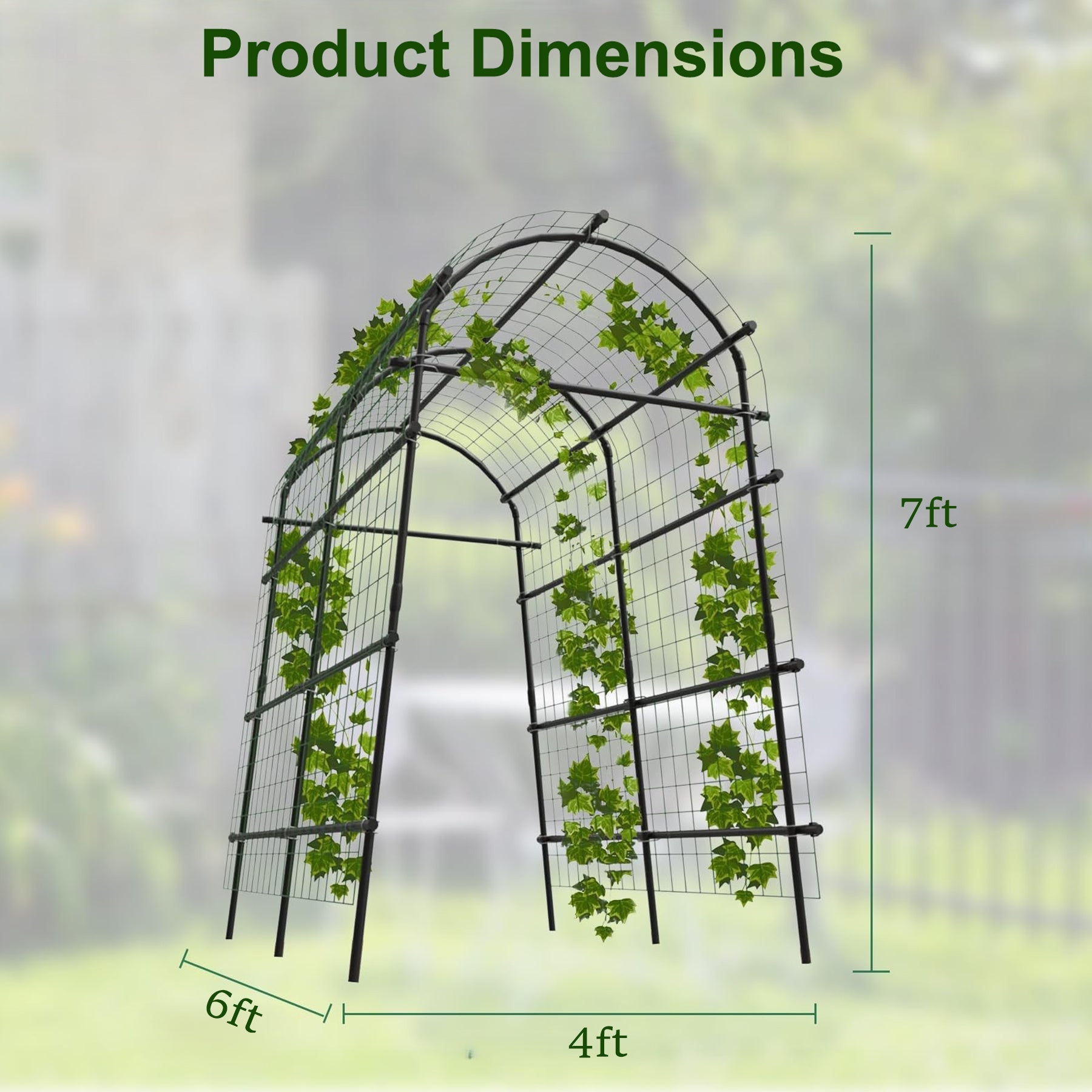 Garvee Cucumber Trellis for Raised Beds, 7 ft Metal Garden Arch Trellis, 39.37" Wide 17.86 lb Arbor with Stakes for Climbing Plants