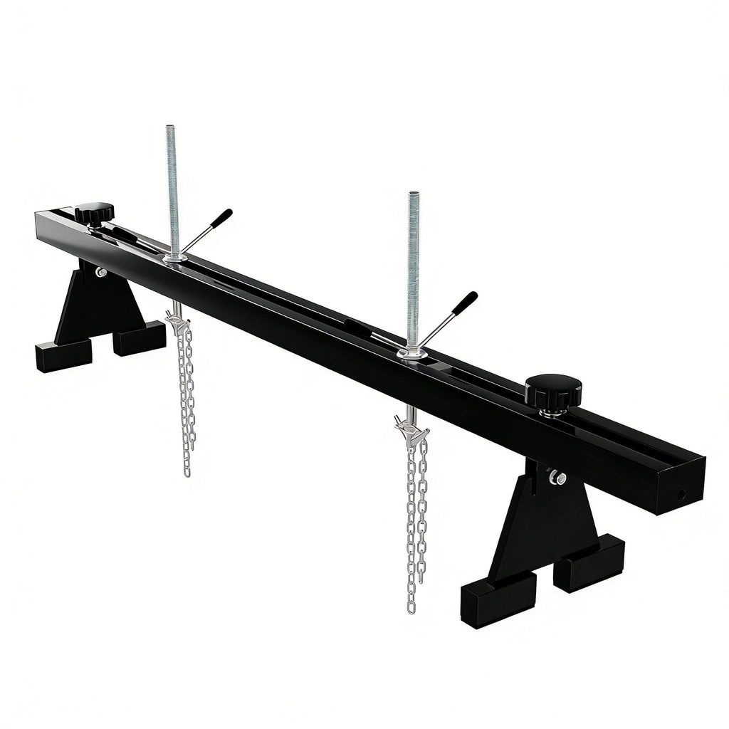 Garvee Engine Support Bar – 1100 lbs Heavy Duty Engine Hoist with Dual Hooks – 2 Point Lift Holder for Engine Removal & Repair – Perfect for Home Garage & Auto Workshop – 1.5m Load Equalizing Device Unit, Black, Includes a Pair of Gloves