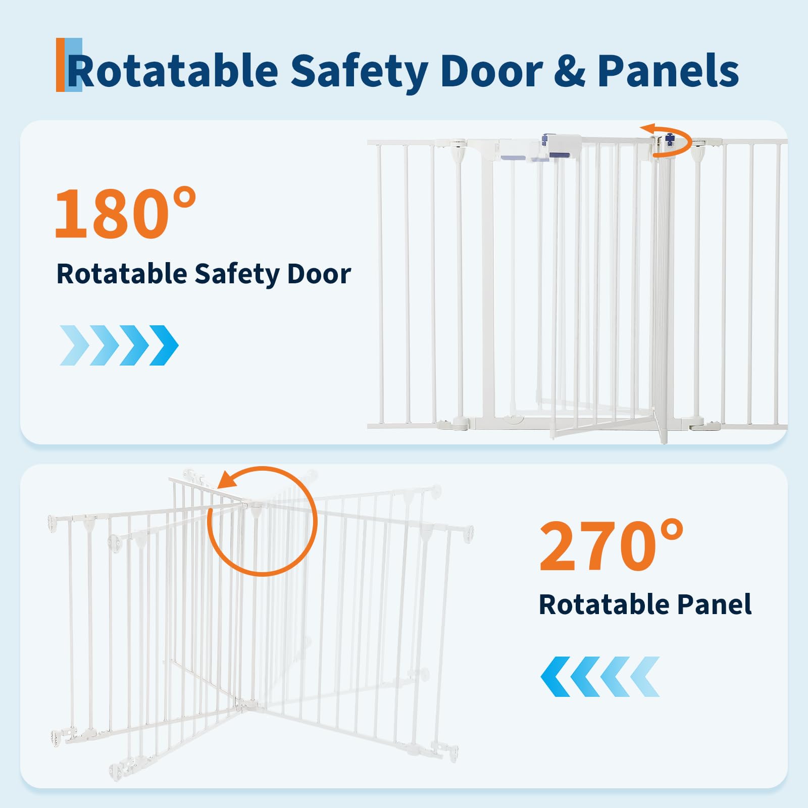 Garvee Adjustable Metal Pet Safety Gate 8-Panels, 29" High Collapsible Playpen with Lockable Door, Portable Indoor/Outdoor Barrier for Stairs, Doorways, RV, Camping, Yard, Garden, White