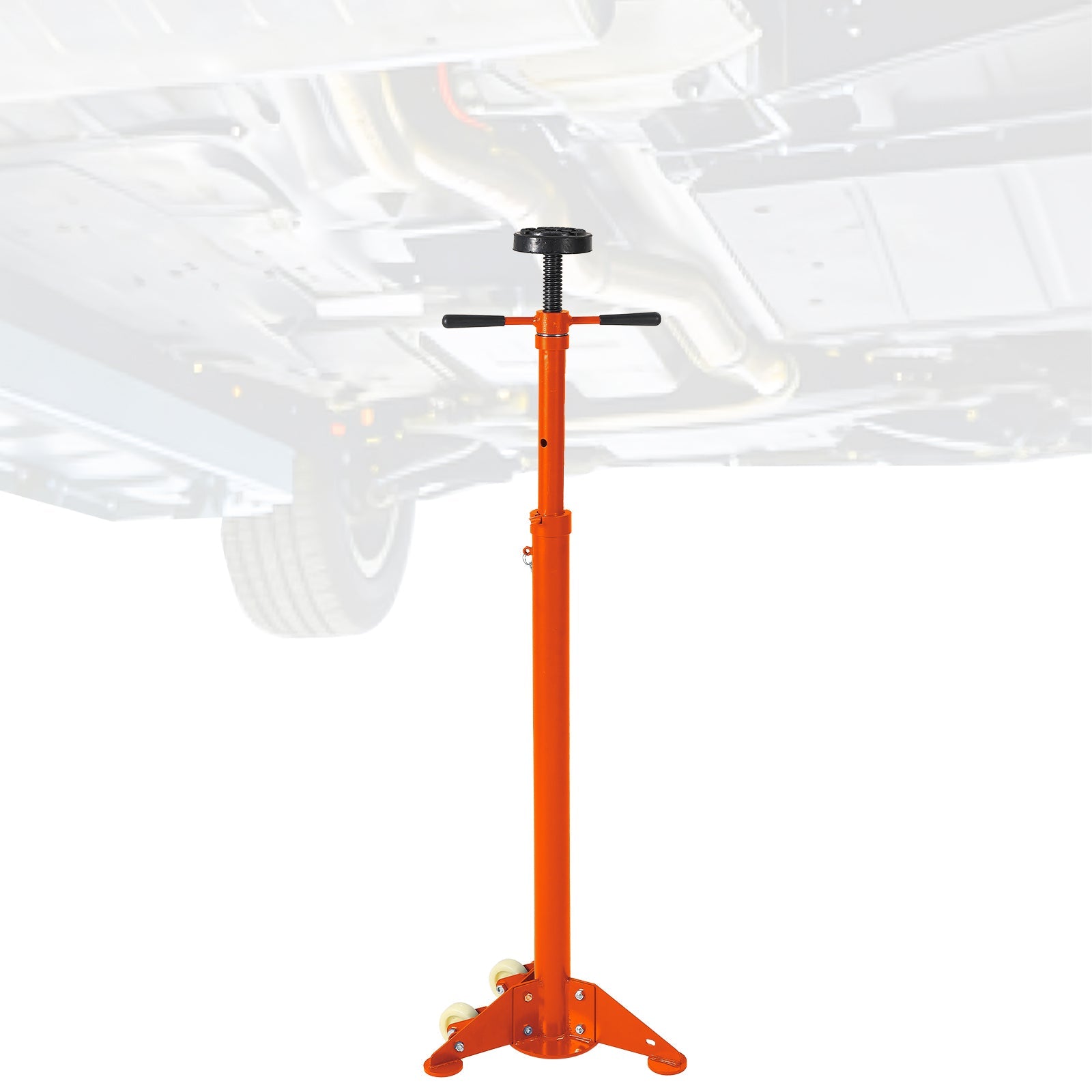 Garvee Adjustable Under Hoist Support Stand – 3/4 Ton (1653 lbs) Capacity – Heavy Duty Screw Jack – 38-75 Inch Height Range – With Wheels – Triangular Base (975-1915mm), Orange