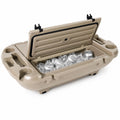 Garvee 40L Floating Cooler for River, Lake & Pool, 42.5QT Rotomolded LLDPE Ice Chest with Tow Rope & 4 Cup Holders, Heavy-Duty Drift Marine Beverage Cooler for Kayak, Boating, Camping, Khaki