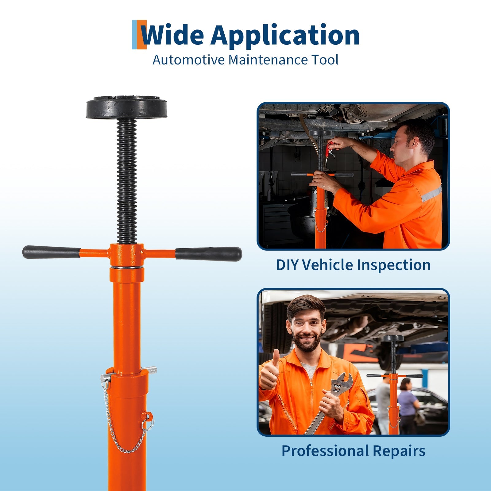 Garvee Adjustable Under Hoist Support Stand – 3/4 Ton (1653 lbs) Capacity – Heavy Duty Screw Jack – 38-75 Inch Height Range – With Wheels – Triangular Base (975-1915mm), Orange