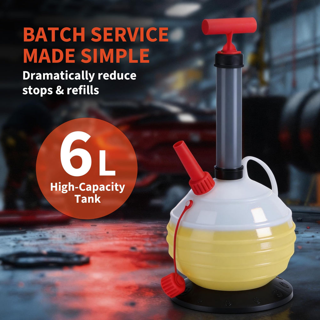 Garvee 6L Manual Oil Extractor Pump, Convenient Fluid Transfer Tool with 3.2FT Main Hose and 3 Replacement Tubes (3.8mm/6.1mm/9.8mm) for Cars and Lawn Mowers, Auto Fuel Supply Accessory