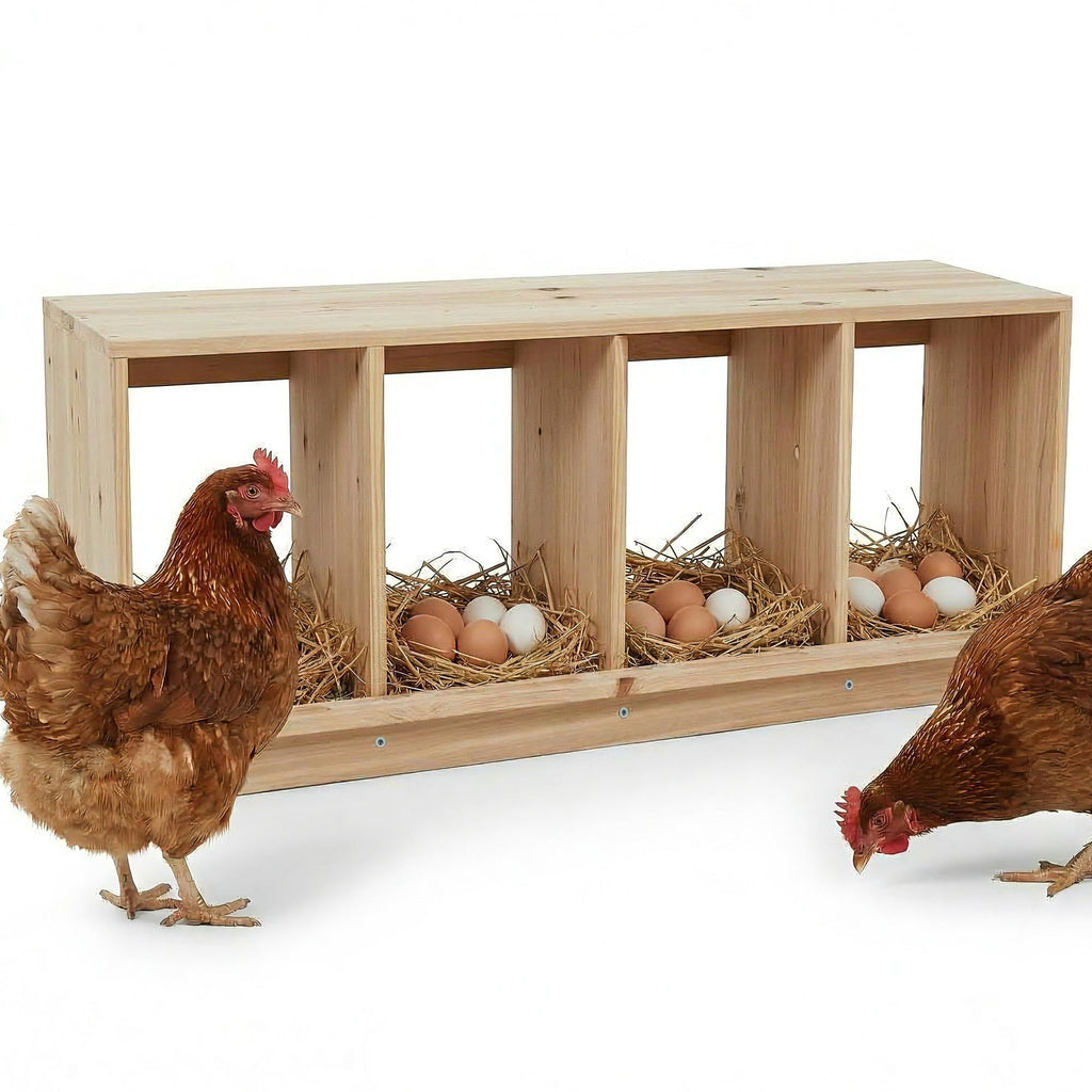 Garvee Heavy Duty Wooden Chicken Nesting Box for Poultry Coops – 4-Compartment Single Layer – Easy Assembly – Secure Egg Collection – Ideal for Hens, Chickens, Ducks – Durable Construction – Specs: Single Layer, 4 Compartments