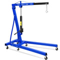 Garvee 2-Ton Engine Hoist - 4400 lbs Folding Hydraulic Cherry Picker, Heavy-Duty Shop Crane with 6 Caster Wheels and 4 Adjustable Boom Positions for Warehouse, Garage, and Workshop, Blue