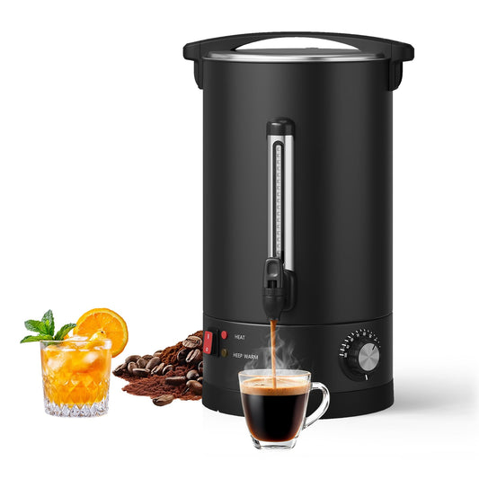 Garvee Large Capacity Commercial Coffee Urn – 14L Stainless Steel Double Wall Electric Hot Beverage Dispenser, Fast Heating, Drip-Free Faucet – Perfect for Catering, Buffet, Office, Party – Specification: 14L