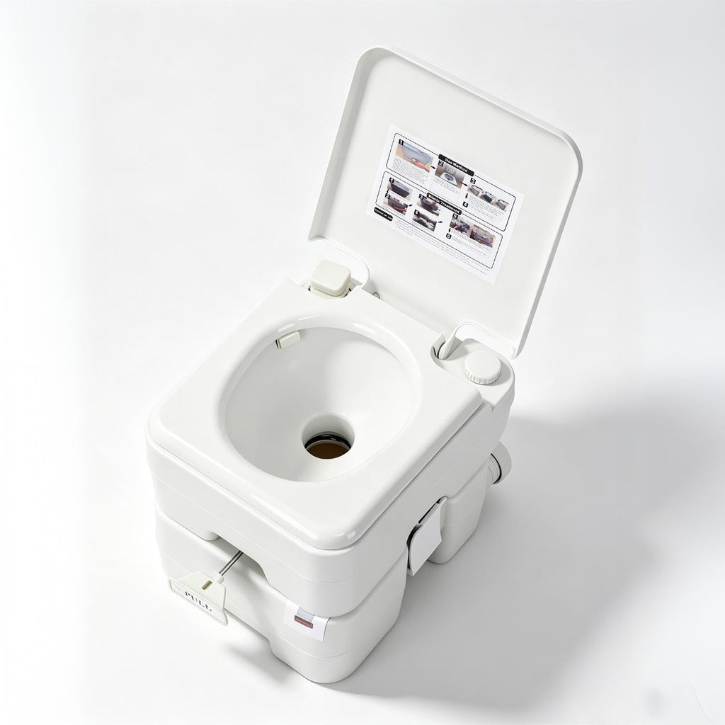 Garvee Pressurized 3-Outlet Flush Portable Toilet for Home & RV – 20L Display, Round Seat, Level Gauge, 22L Detachable Waste, 12L Clean Water Tank, Gray White – Pull-Out Water | Portable toilet 20L display three-outlet water pressure type pull-out water |