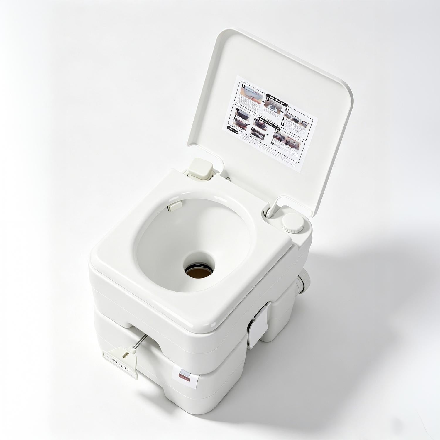 Garvee Pressurized 3-Outlet Flush Portable Toilet for Home & RV – 20L Display, Round Seat, Level Gauge, 22L Detachable Waste, 12L Clean Water Tank, Gray White – Pull-Out Water | Portable toilet 20L display three-outlet water pressure type pull-out water |