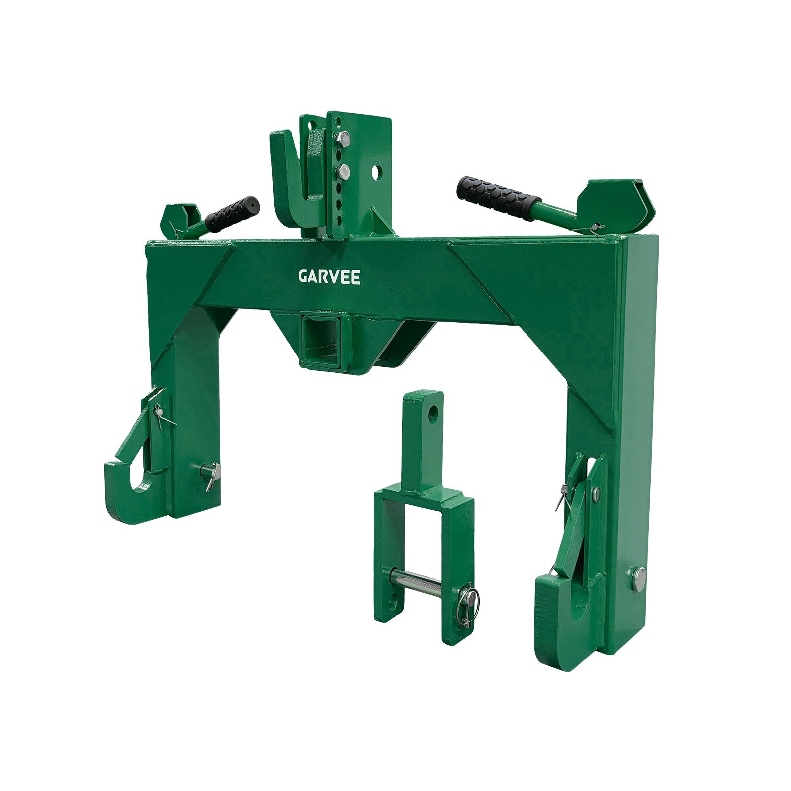 Garvee Heavy Duty 3-Point Quick Hitch Tool Set for Category 1 Tractors - Upgraded Versatile Adapter, 2" Receiver, 5-Level Adjustable Bolt, 3000 lbs Capacity, Quick Attach, Trailer Hitch Attachment - Green