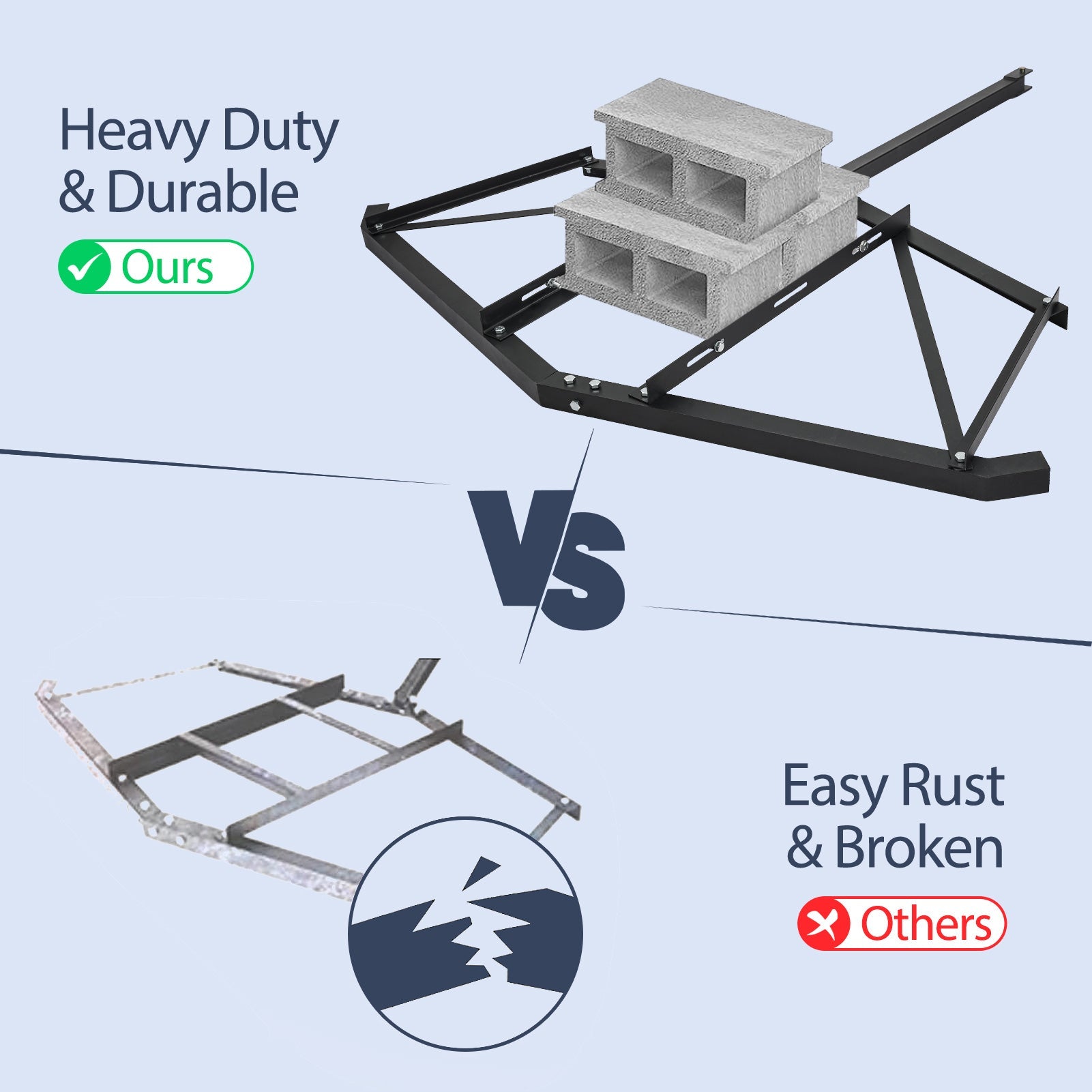 Garvee Heavy-Duty 74" Driveway Drag Grader, w/ 3 Sets Adjustable Bolts & 2 Reinforced Steel Bars, Tow-Behind Harrow with Pin Hitch, Least 100lbs