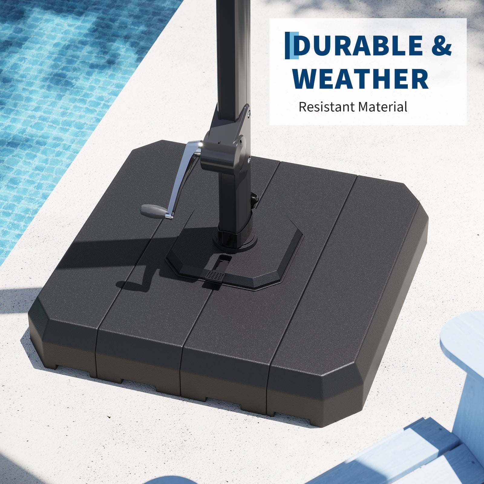 Garvee 330 lb 4-Piece Cantilever Umbrella Base, Water/Sand Fillable HDPE Weight Plates, 38.6 × 38.6 in for 10–15 ft Offset Umbrellas
