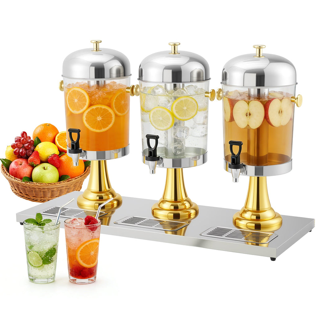 Garvee 6.6 Gallon Commercial Drink Dispenser, Stainless Steel Beverage Dispenser with Ice Core, Stand & Spigot for Cold Juice, Iced Tea and Lemonade at Parties & Weddings, Gold