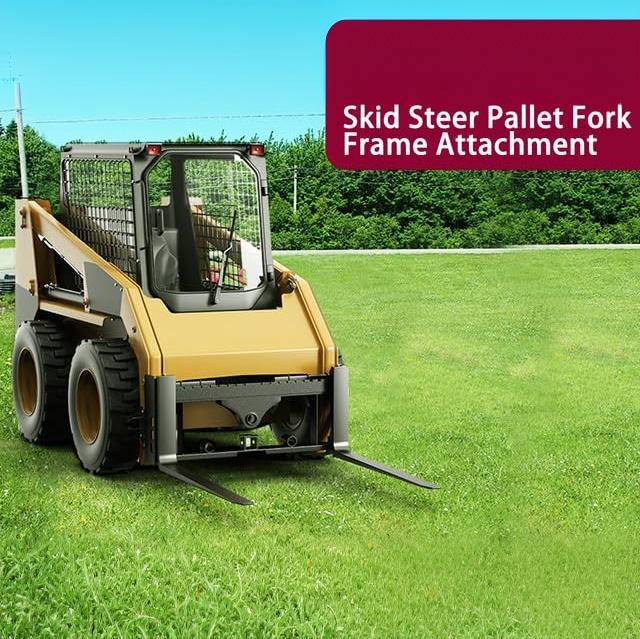Garvee 4000 lbs Heavy Duty Skid Steer Pallet Fork Attachment - 48" Adjustable Blades, 2" Receiver Hitch & Hay Spear Sleeves - 45.5" Quick Attach Frame Compatible with Kubota & Tractor Loaders