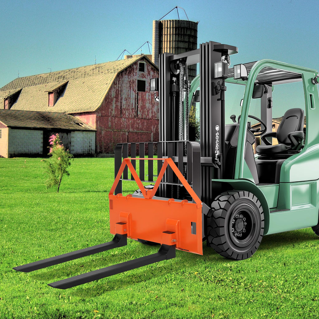 Garvee 46" Heavy-Duty Pallet Forks for Tractor & Skid Steer – 3200 lbs Capacity – Quick Attach Loader Fork Attachment – Global Farm Material Handling Tool – Color: Orange | Packed in Two