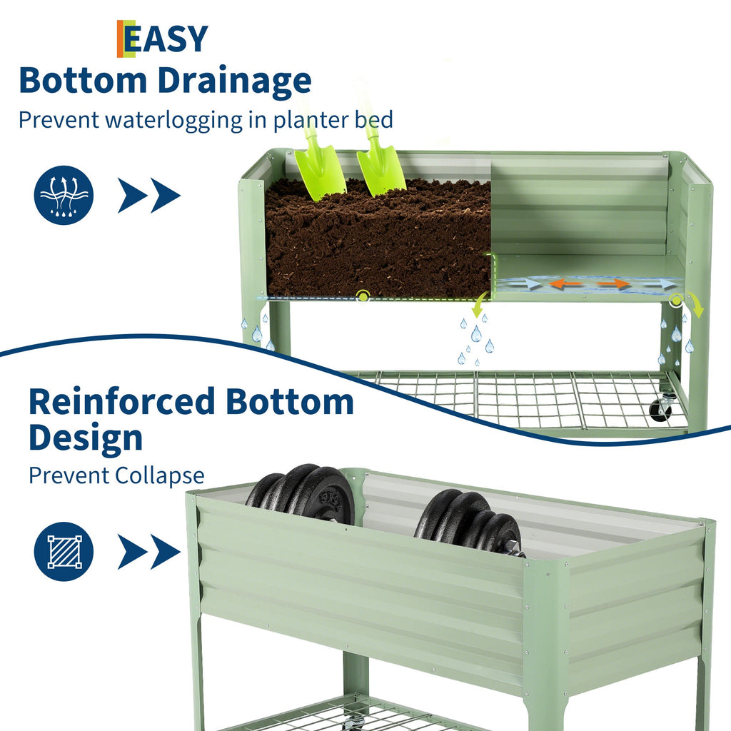 Garvee Raised Garden Bed with Cover 48" × 24" × 55", Green Galvanized Metal Planter Box with PE Greenhouse Cover, Legs & Drainage Holes