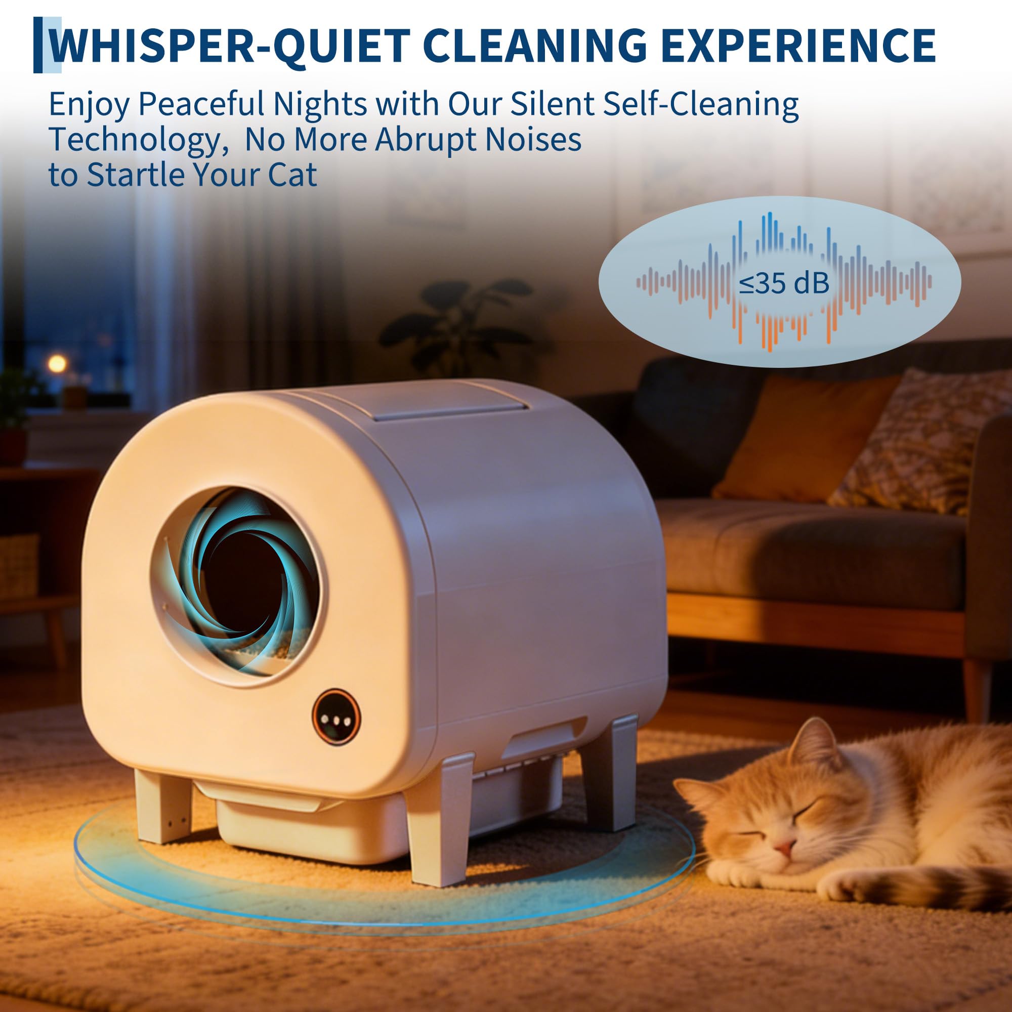 Garvee Self-Cleaning Cat Litter Box, Automatic Smart Pet Litter Box, Large Capacity for Multiple Cats, WiFi-Enabled App Control with Safety Sensors w/Garage Bags