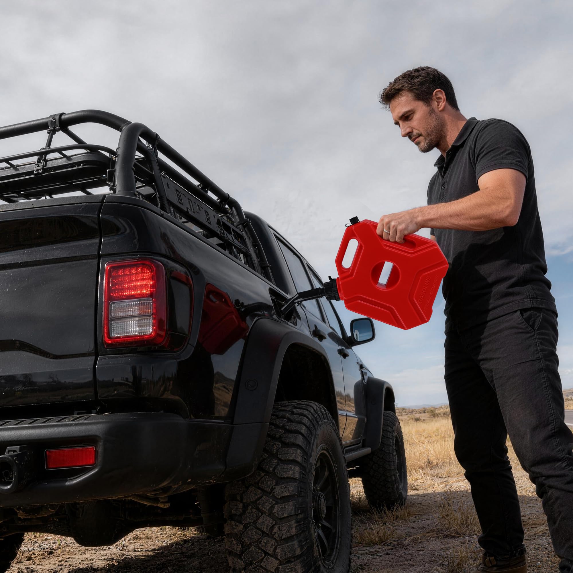 Garvee Secure 5L Portable Gas Can with Locking Mounting Bracket – Heavy-Duty HDPE Fuel Tank for Motorcycle, ATV, UTV, Off-Road – Includes Key Lock, U-Bolt for 1" Tube – US Market, Lockable