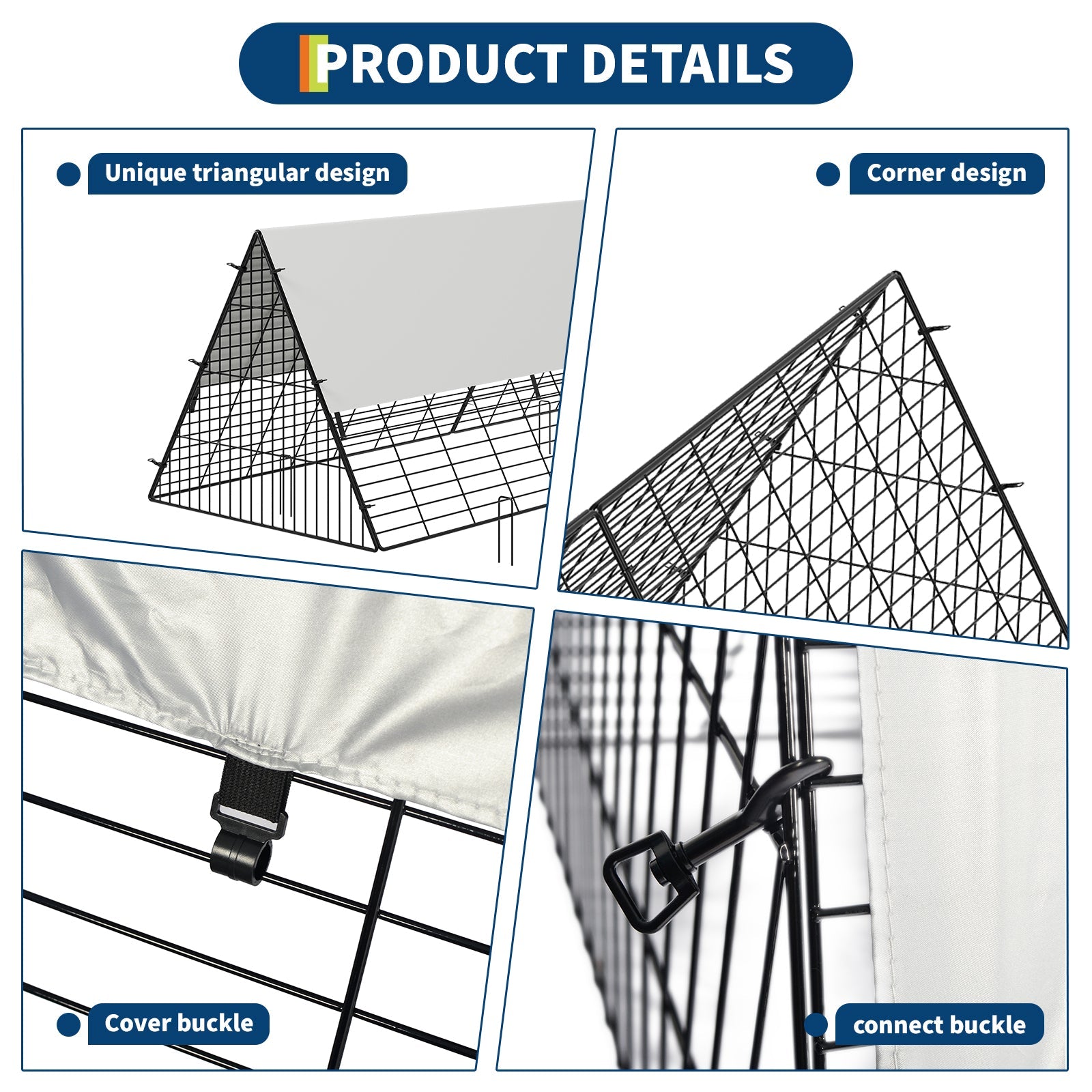 Garvee 10ft Heavy Duty Metal Chicken Tunnel Outdoor Run – Hunter-Proof Triangular Poultry Enclosure with Weatherproof UV Cover, Ground Stakes & Locks for Chickens, Ducks & Rabbits