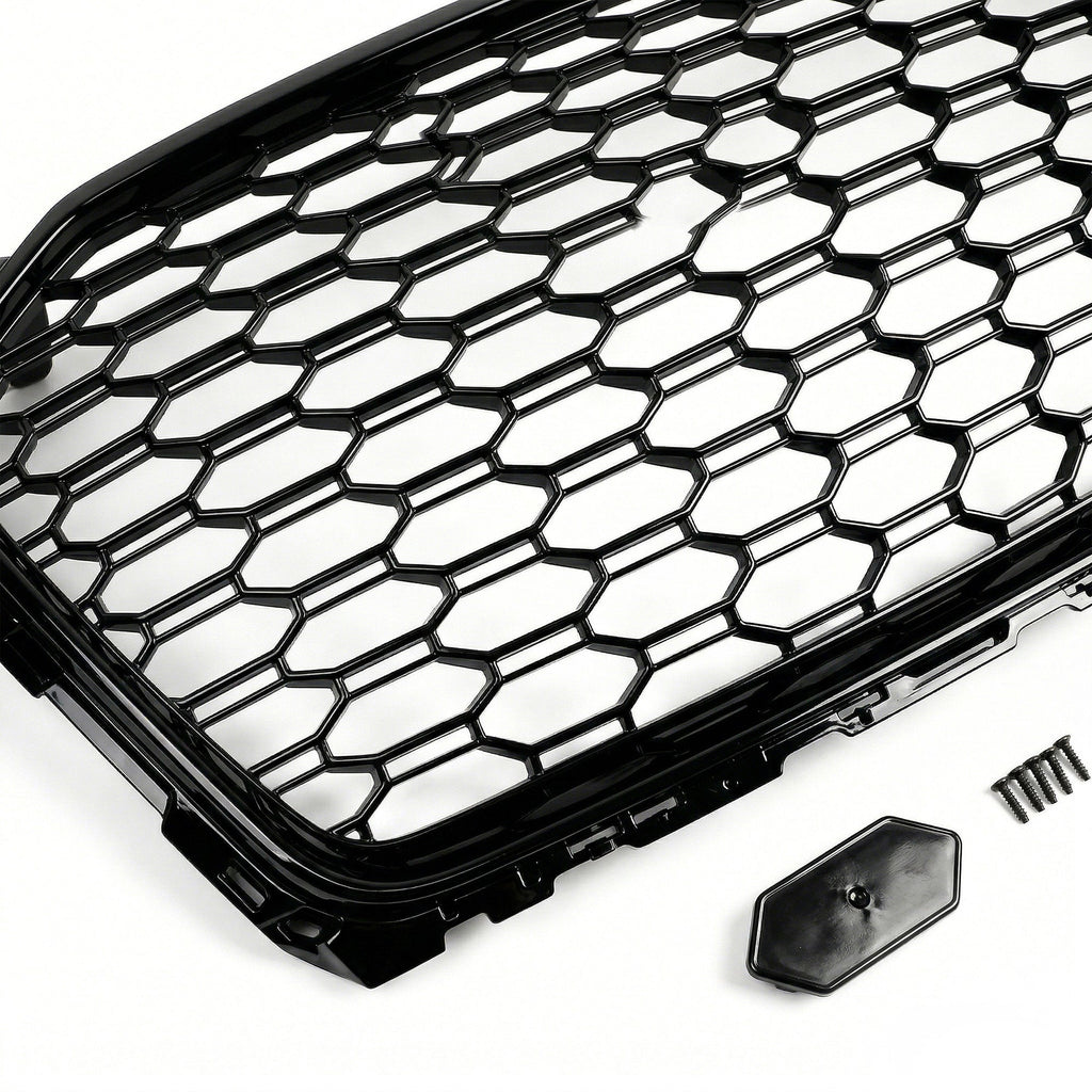 Garvee Gloss Black Honeycomb Front Grille for Audi A1 2016-2018 USA Model – ABS Bumper Protector – Distinctive Single Frame – No Logo – Durable Exterior Car Accessory – Bright Black