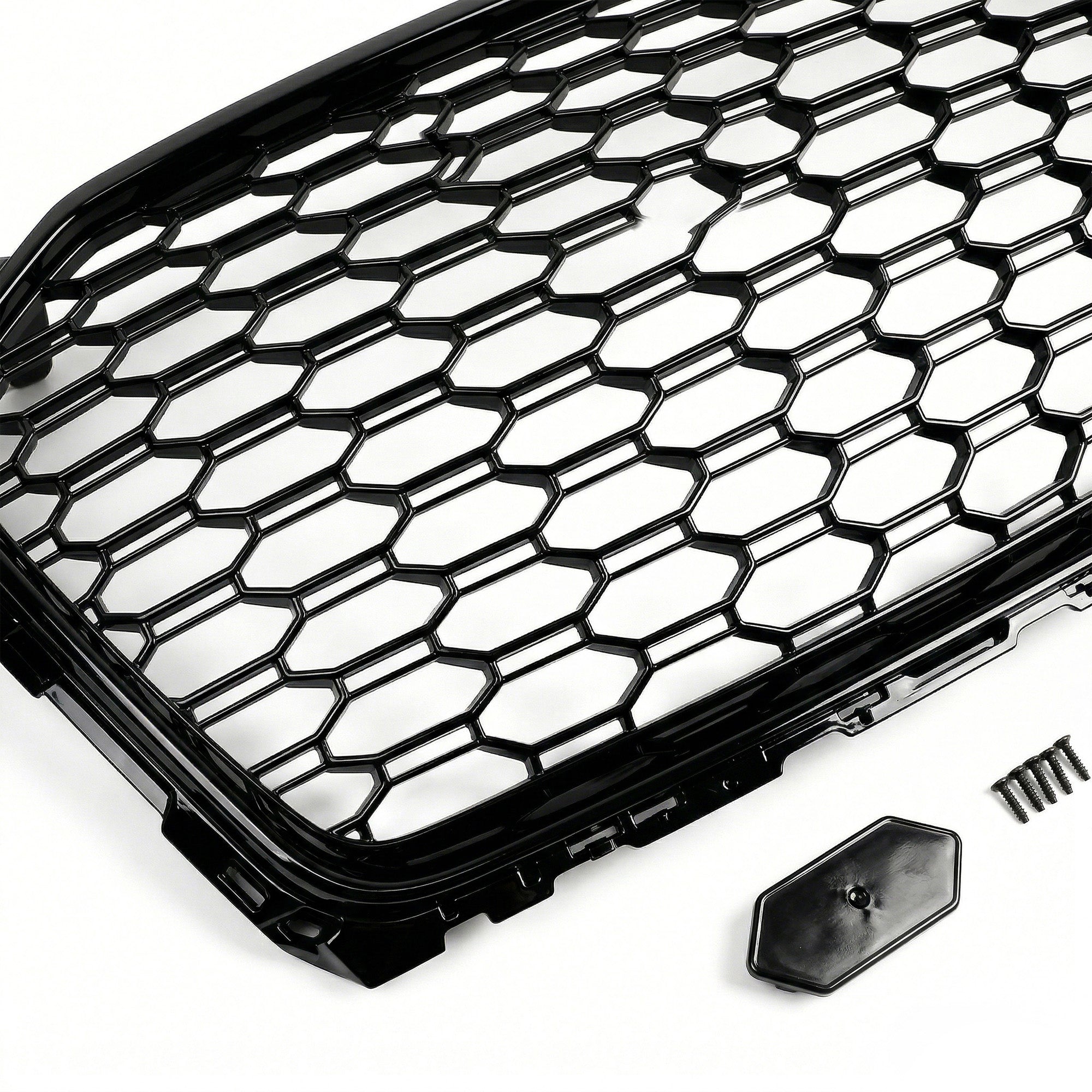 Garvee Gloss Black Honeycomb Front Grille for Audi A1 2016-2018 USA Model – ABS Bumper Protector – Distinctive Single Frame – No Logo – Durable Exterior Car Accessory – Bright Black