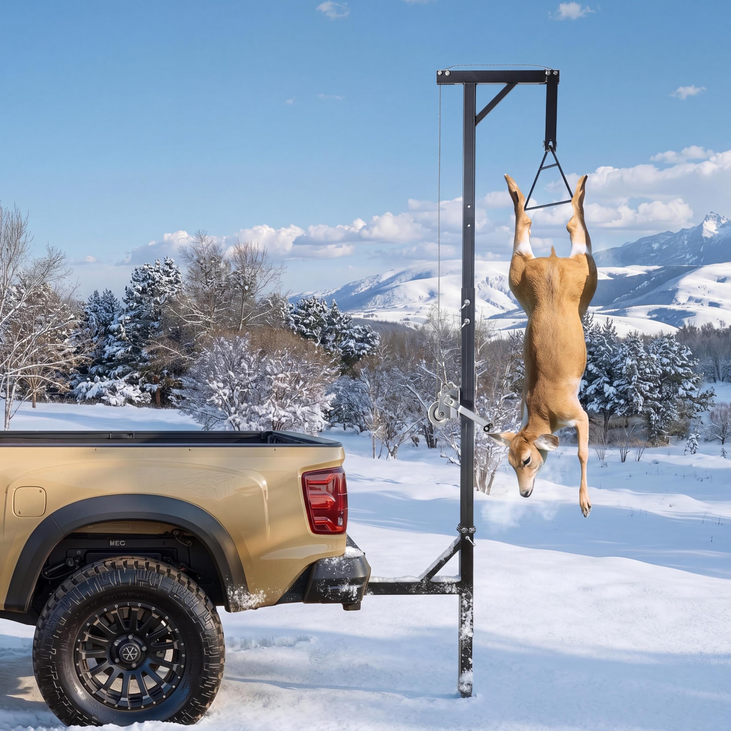 Garvee 600 lb Truck Hitch Game Hoist Kit, Adjustable Height Deer Hoist for Field Dressing and Farm Use