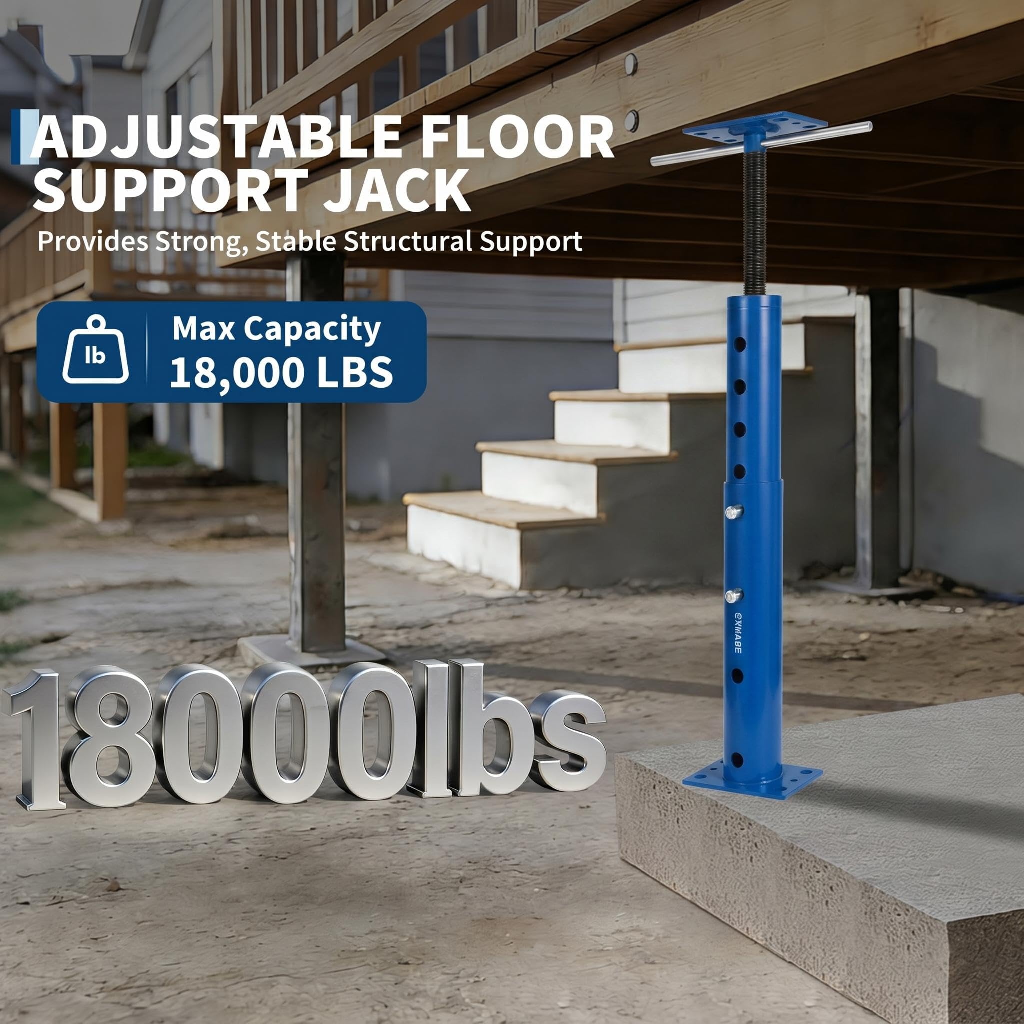 Garvee Heavy Duty Adjustable House Floor Jack Posts, 2 Pack – 18,000 lbs Capacity – 19-36in Telescopic Support – For Basement Leveling, Lifting & Permanent Construction – Joist Beam Jacks – Blue, 19-36in