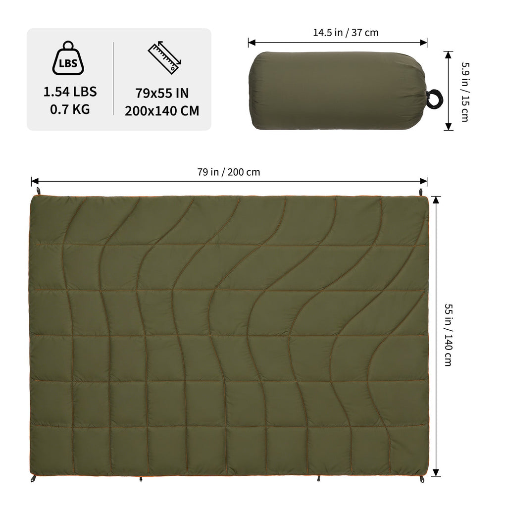 Garvee Multi-Function Camping Blanket - Ultralight Convertible Sleeping Bag & Warm Blanket 79x55 Inch Waterproof for Outdoor Camping, Hiking & Travel
