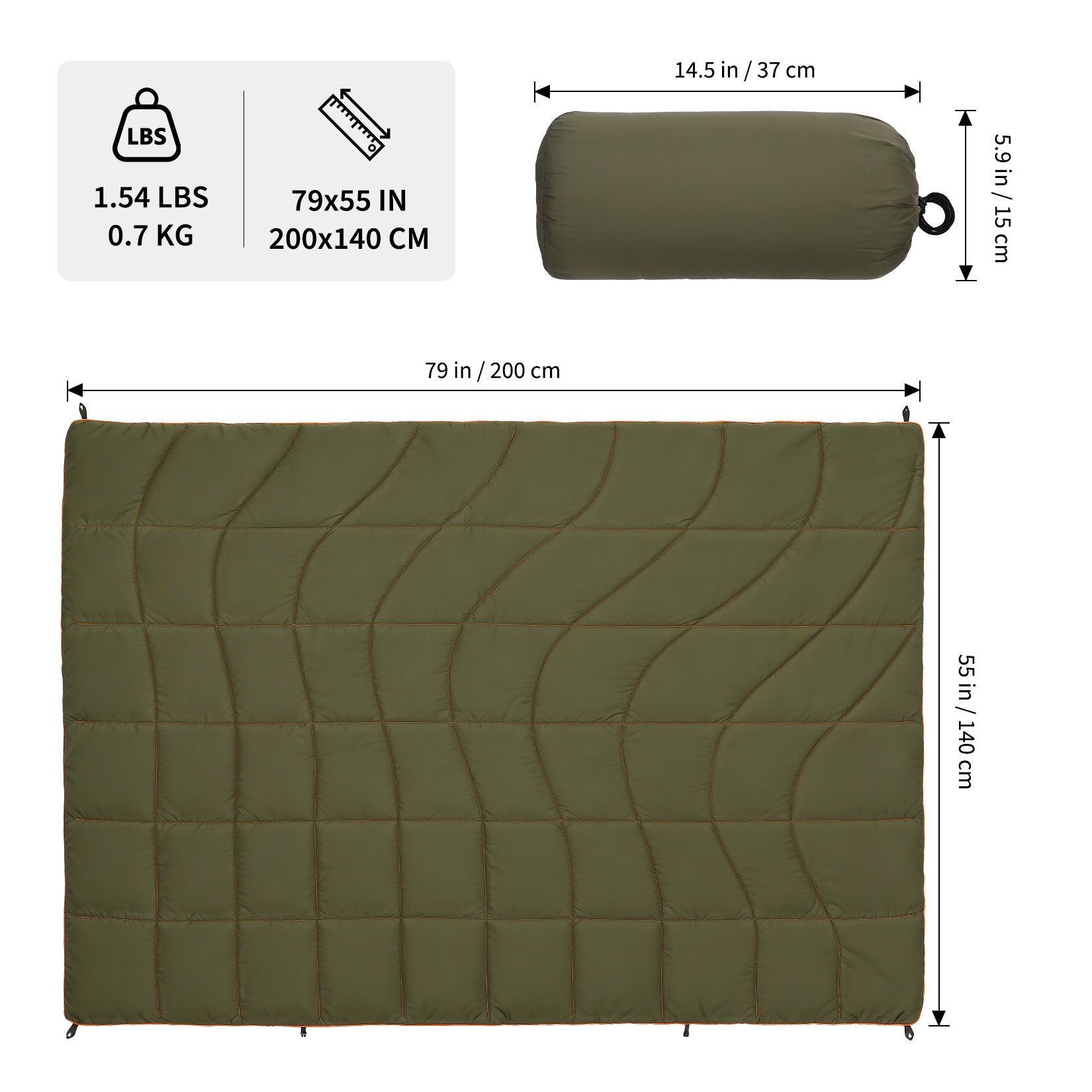 Garvee Multi-Function Camping Blanket - Ultralight Convertible Sleeping Bag & Warm Blanket 79x55 Inch Waterproof for Outdoor Camping, Hiking & Travel