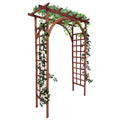 Garvee 85-Inch Wooden Garden Arbor Trellis, Fir Wood Pergola Arch for Climbing Plants, Wedding, Patio, Lawn & Backyard, Teak, Arched & Flat Top