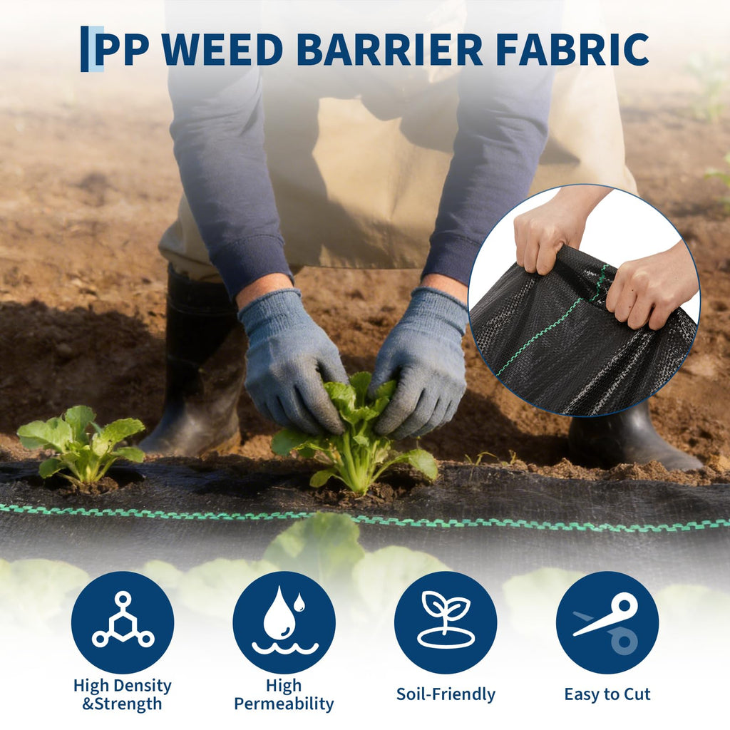 Garvee 4FT x 100FT 3.2oz Garden Weed Barrier Fabric, Heavy Duty Weed Blocker Cloth with High Permeability, Landscape Geotextile for Driveway Path Ground Cover Weed Control Mat