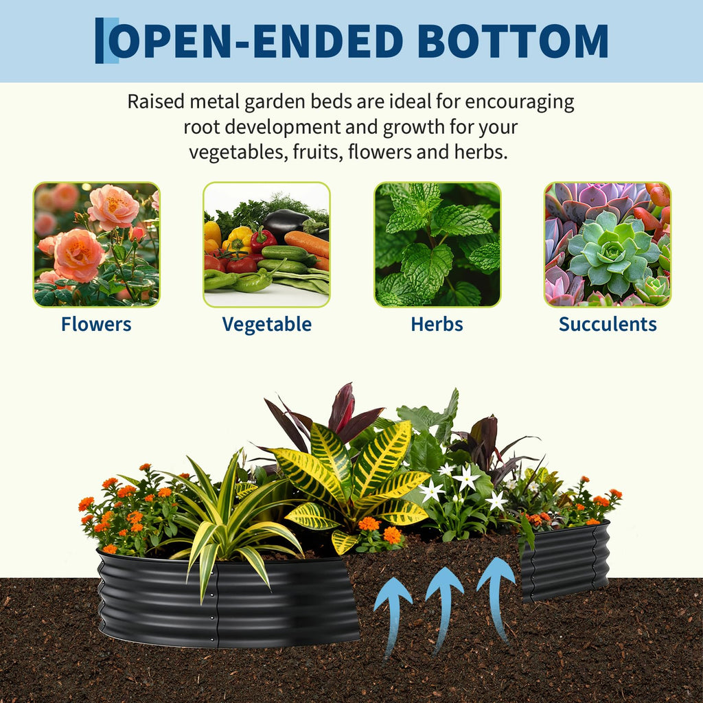 Garvee 8' X 4' X 1' Raised Garden Bed, Galvanized Metal Planter for Vegetables & Herbs, Open Bottom, Rust-Resistant & Easy Setup