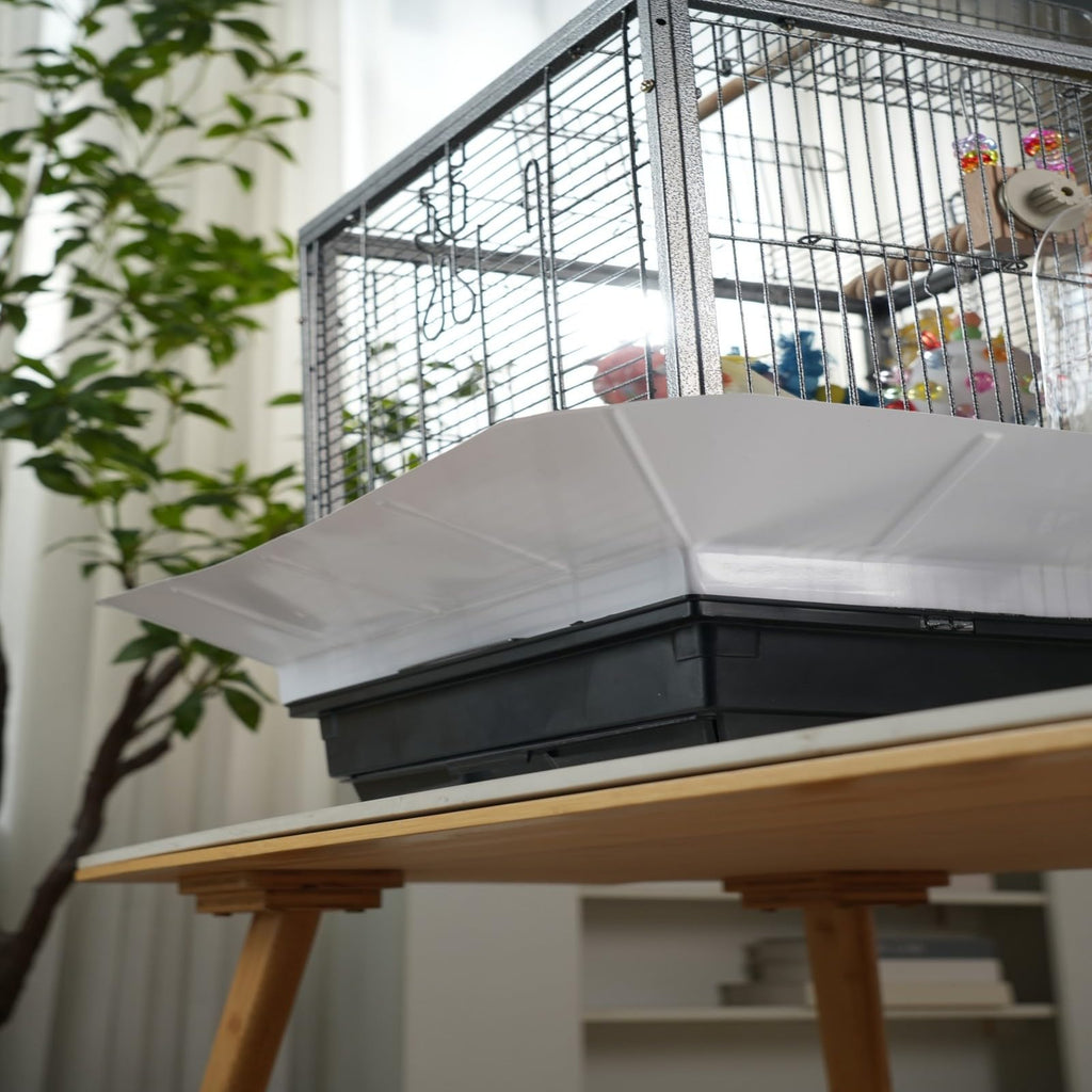 Garvee Portable Metal Bird Cage – 45 x 45 x 60 cm Travel Carrier for Small & Medium Birds, Parakeets, Cockatiels, Budgies, Finches, Parrots – Removable Tray, 2 Perches, Roller Base, Detachable Divider – Black