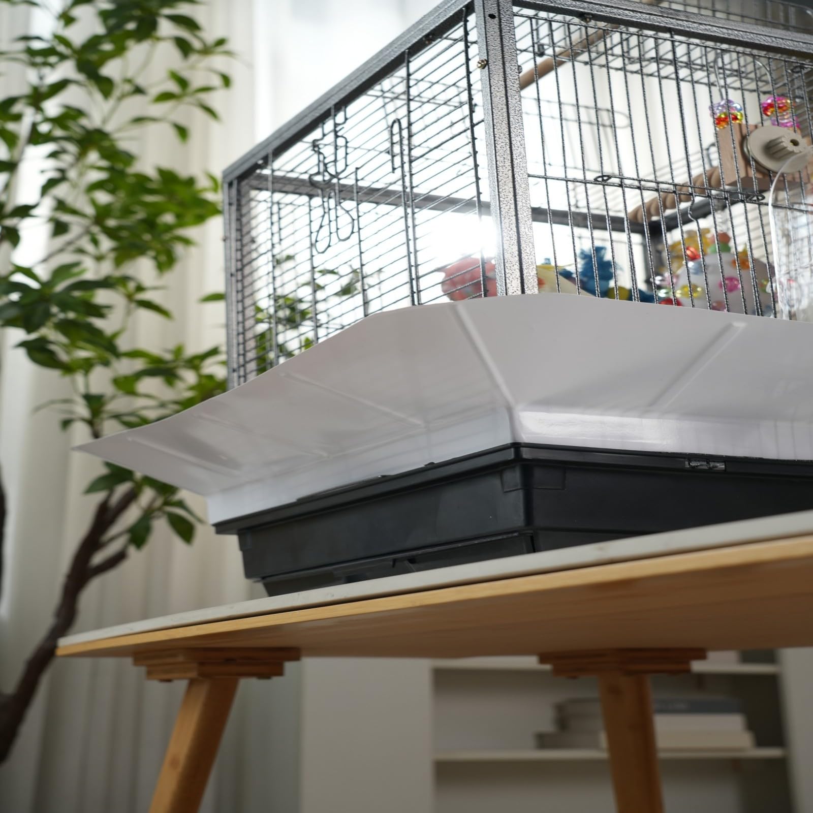 Garvee Portable Metal Bird Cage – 45 x 45 x 60 cm Travel Carrier for Small & Medium Birds, Parakeets, Cockatiels, Budgies, Finches, Parrots – Removable Tray, 2 Perches, Roller Base, Detachable Divider – Black